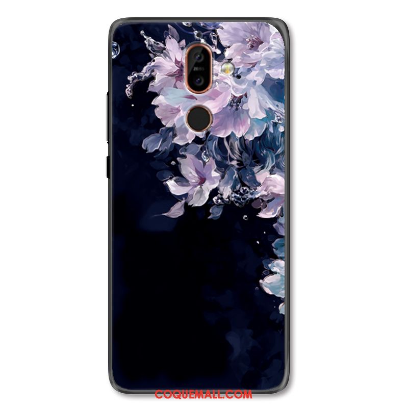 Étui Nokia 7 Plus Chat Luxe Fleur, Coque Nokia 7 Plus Art Téléphone Portable