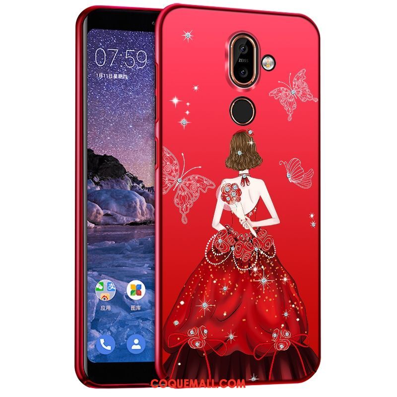 Étui Nokia 7 Plus Créatif Téléphone Portable Rouge, Coque Nokia 7 Plus Difficile Personnalité