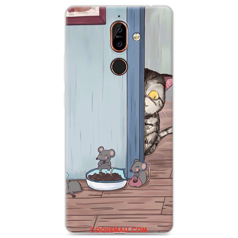 Étui Nokia 7 Plus Dessin Animé Incassable Bleu, Coque Nokia 7 Plus Tout Compris Fluide Doux