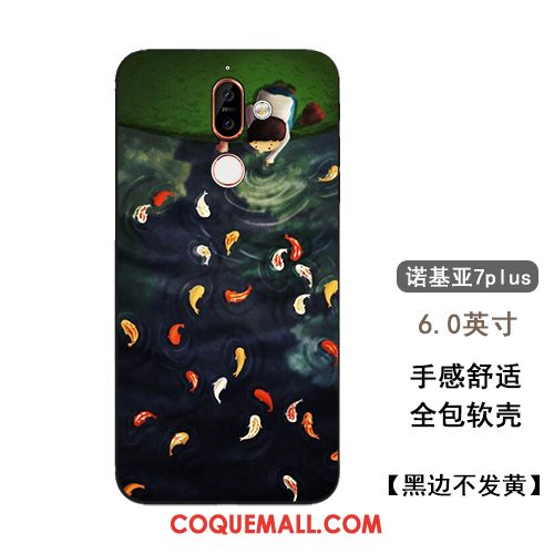 Étui Nokia 7 Plus Fluide Doux Protection Squid, Coque Nokia 7 Plus Vert Personnalité