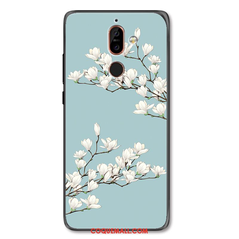 Étui Nokia 7 Plus Protection Téléphone Portable Vert, Coque Nokia 7 Plus Fleurs Simple