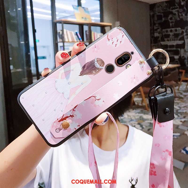 Étui Nokia 7 Plus Style Chinois Rose Ornements Suspendus, Coque Nokia 7 Plus Pu Incassable