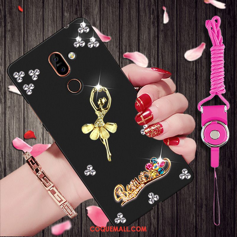 Étui Nokia 7 Plus Tout Compris Incassable Dessin Animé, Coque Nokia 7 Plus Fluide Doux Noir