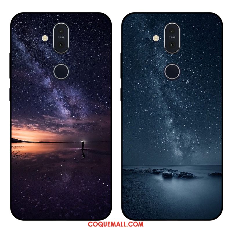 Étui Nokia 8.1 Incassable Ciel Étoilé Téléphone Portable, Coque Nokia 8.1 Protection Violet