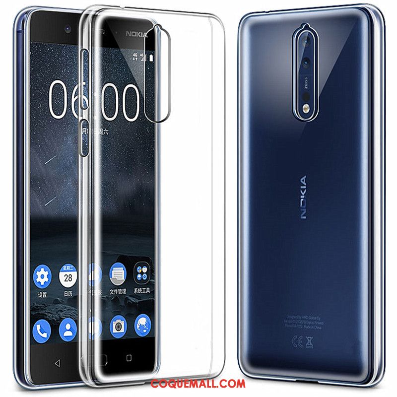 Étui Nokia 8 Silicone Simple Transparent, Coque Nokia 8 Protection Fluide Doux