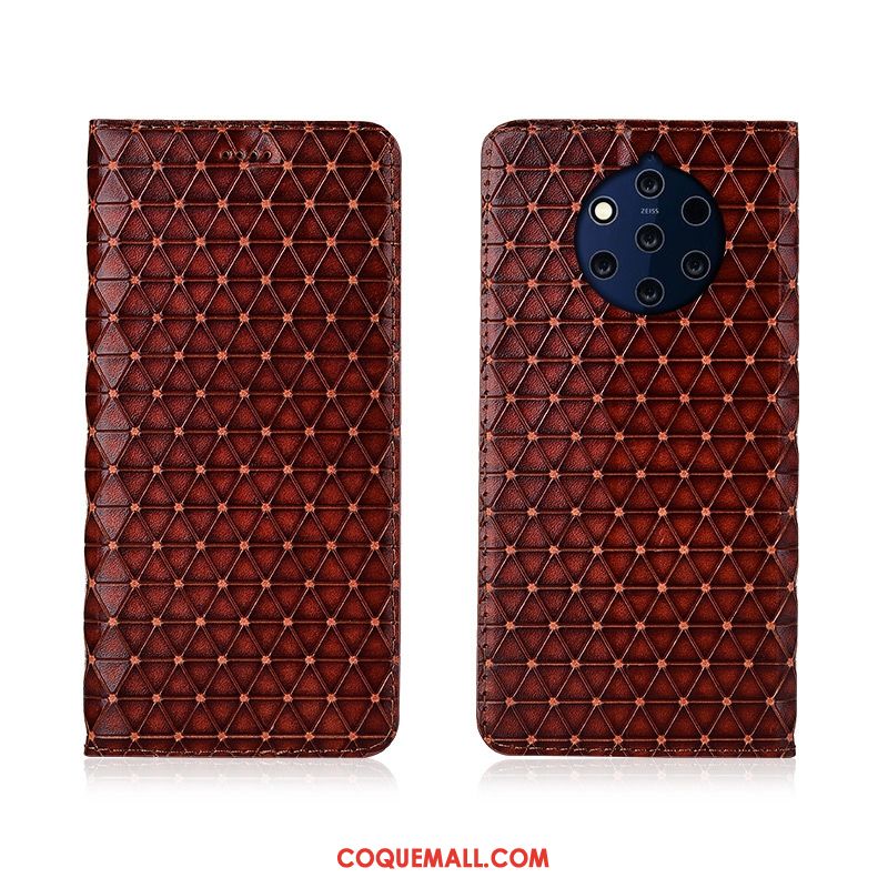 Étui Nokia 9 Pureview Fluide Doux Plaid En Cuir, Coque Nokia 9 Pureview Incassable Silicone Braun