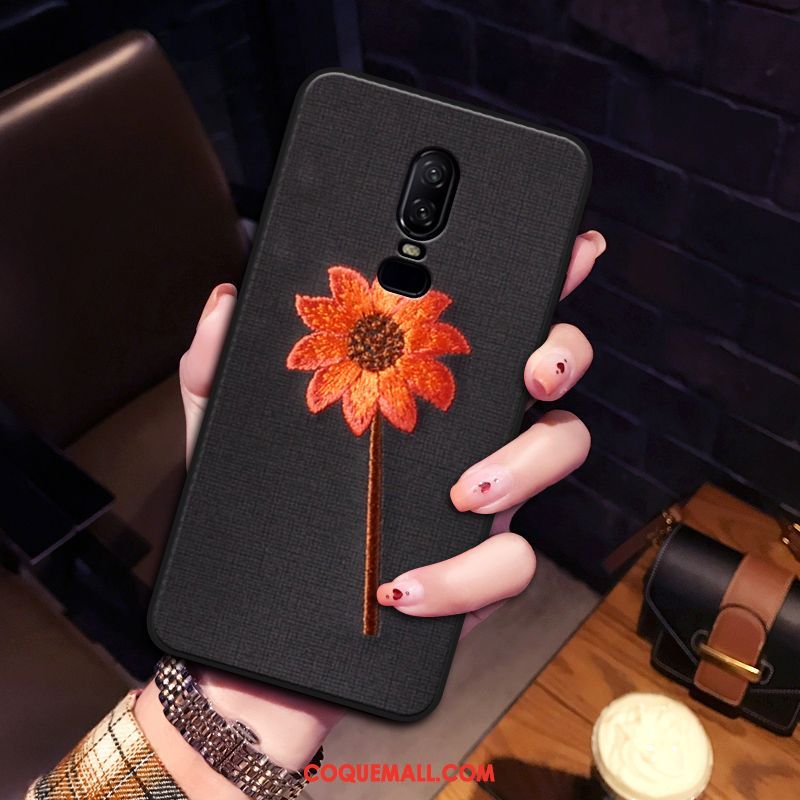 Étui Oneplus 6 Fluide Doux Protection Téléphone Portable, Coque Oneplus 6 Silicone Fleur