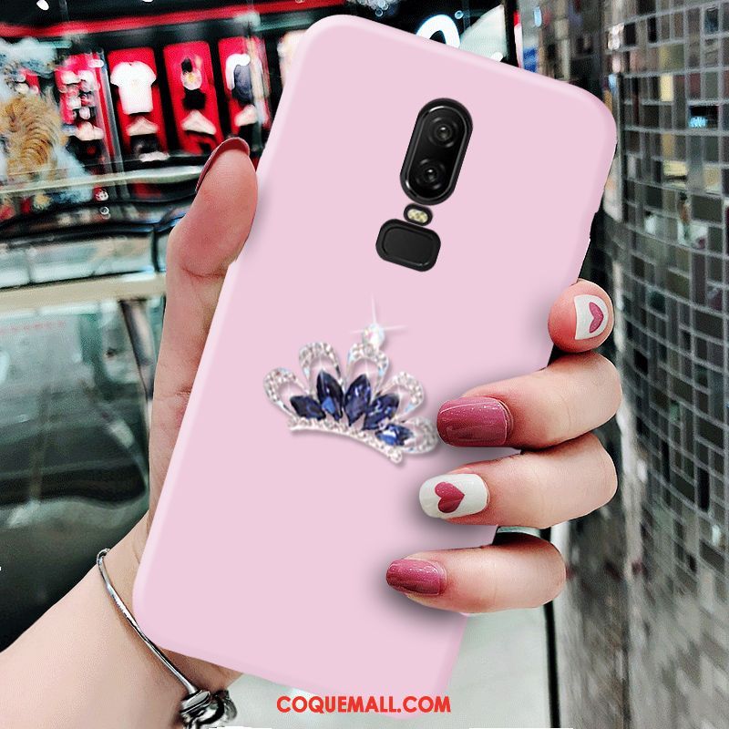 Étui Oneplus 6 Incassable Protection Téléphone Portable, Coque Oneplus 6 Net Rouge Strass