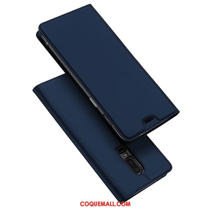 Étui Oneplus 6 Incassable Étui En Cuir Bleu, Coque Oneplus 6 Carte Nouveau