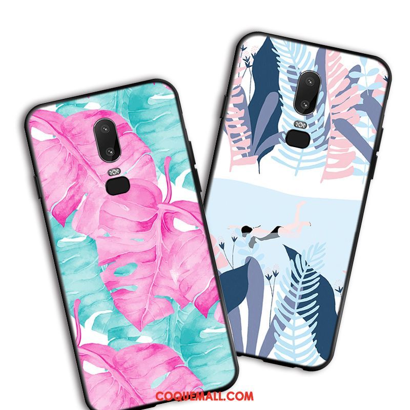 Étui Oneplus 6 Rose Fluide Doux Floral, Coque Oneplus 6 Silicone Art