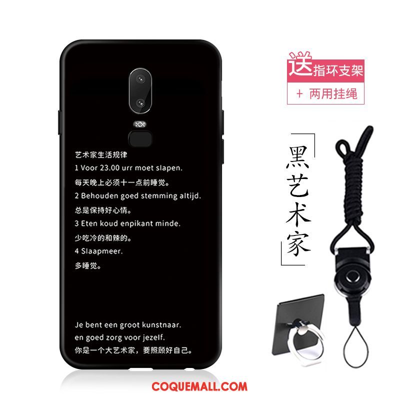 Étui Oneplus 6 Simple Noir Incassable, Coque Oneplus 6 Protection Art