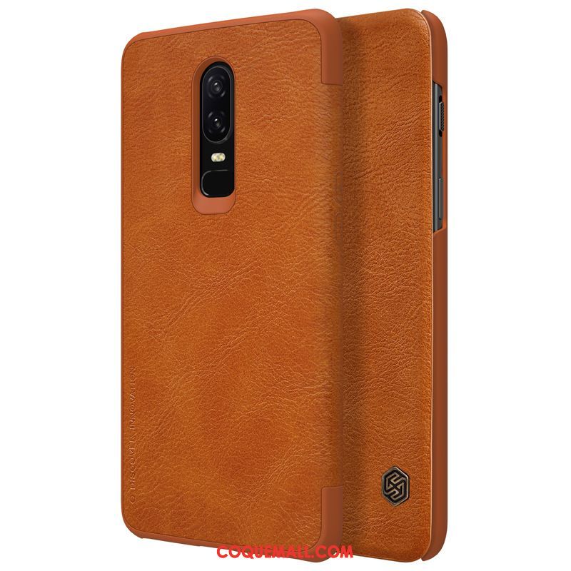 Étui Oneplus 6 Téléphone Portable Business Cuir Véritable, Coque Oneplus 6 Étui En Cuir Protection