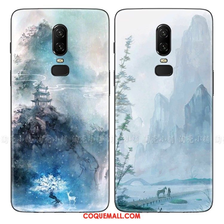 Étui Oneplus 6 Téléphone Portable Fluide Doux Haute, Coque Oneplus 6 Créatif Bleu