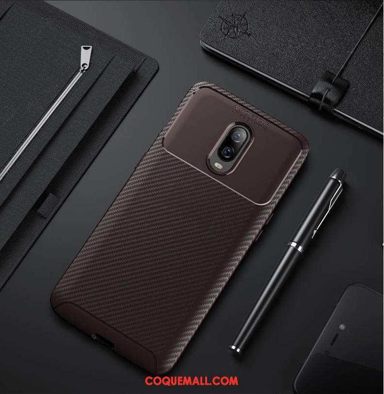 Étui Oneplus 6t Refroidissement Business Simple, Coque Oneplus 6t Délavé En Daim Silicone Braun