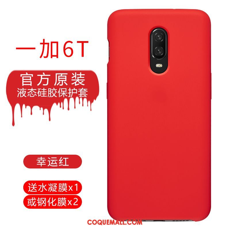 Étui Oneplus 6t Silicone Téléphone Portable Protection, Coque Oneplus 6t Tout Compris Rouge