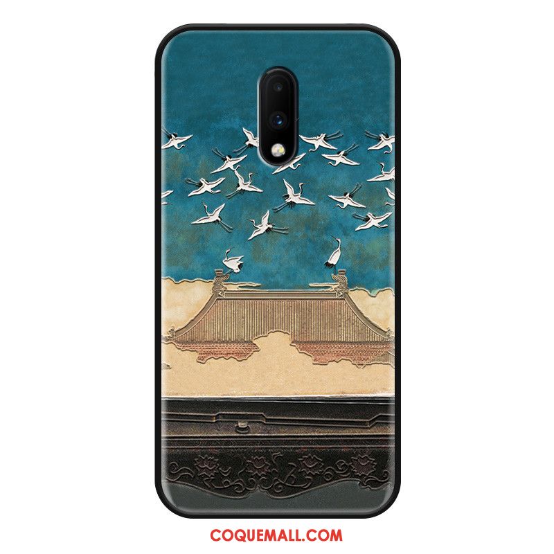 Étui Oneplus 7 Ornements Suspendus Bleu Style Chinois, Coque Oneplus 7 Créatif Personnalité