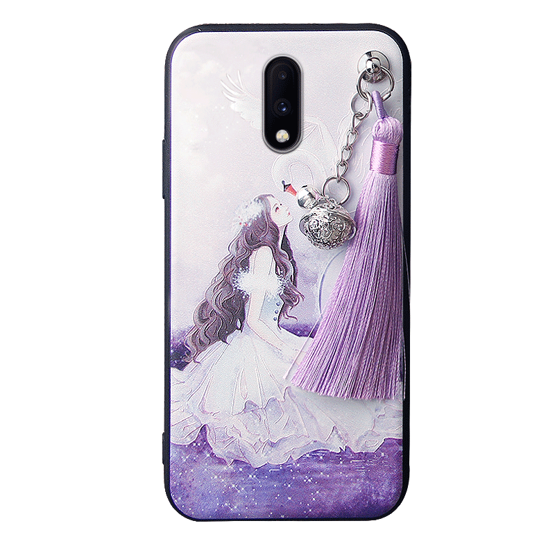 Étui Oneplus 7 Téléphone Portable Style Chinois Incassable, Coque Oneplus 7 Délavé En Daim Violet