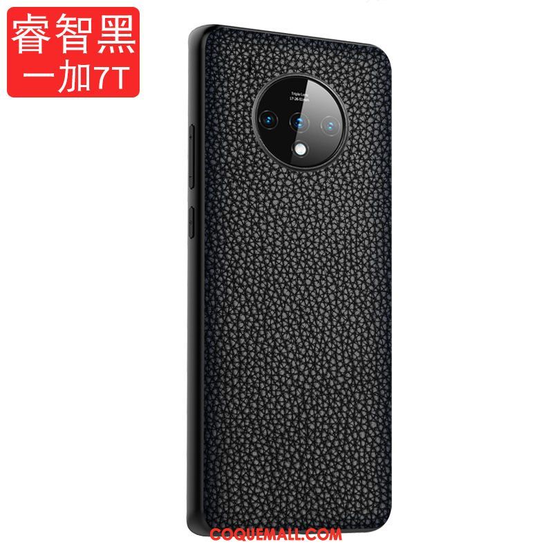 Étui Oneplus 7t Cuir Véritable Tout Compris Noir, Coque Oneplus 7t Protection Incassable