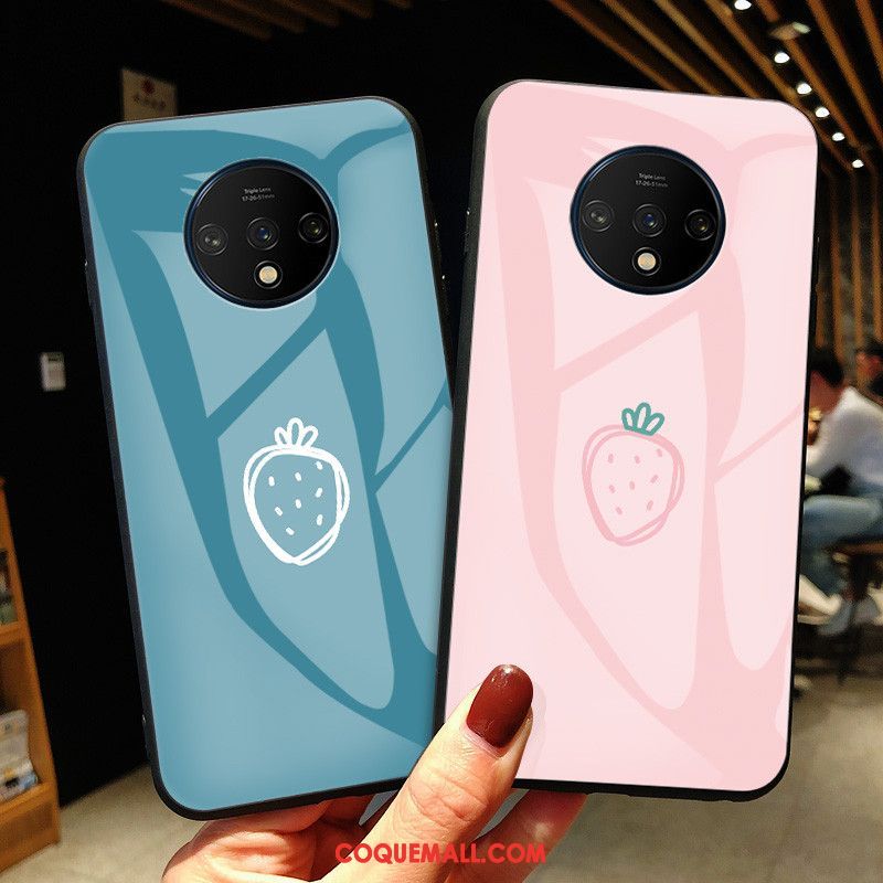 Étui Oneplus 7t Rose Petit Verre, Coque Oneplus 7t Frais Incassable