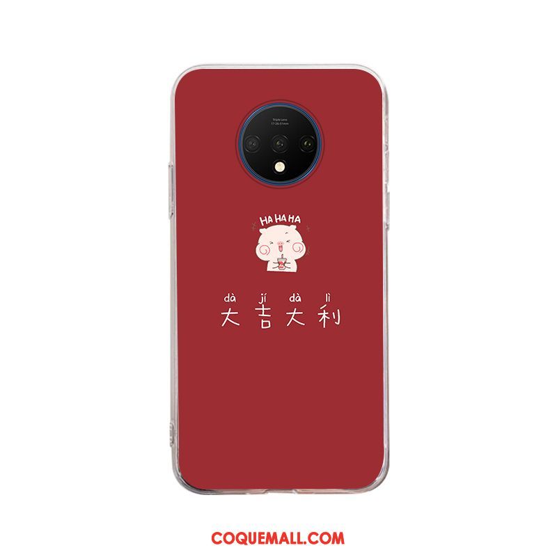 Étui Oneplus 7t Tout Compris Protection Rouge, Coque Oneplus 7t Très Mince Téléphone Portable