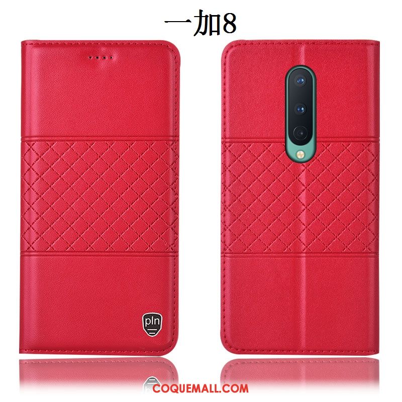 Étui Oneplus 8 Téléphone Portable En Cuir Rouge, Coque Oneplus 8 Incassable Protection