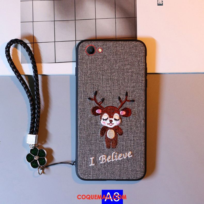 Étui Oppo A3 Dessin Animé Silicone Broderie, Coque Oppo A3 Tout Compris Téléphone Portable Braun