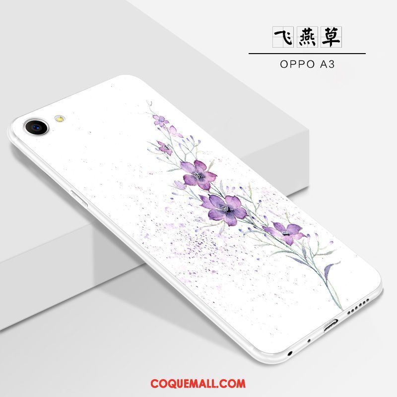 Étui Oppo A3 Silicone Blanc Dessin Animé, Coque Oppo A3 Délavé En Daim Protection