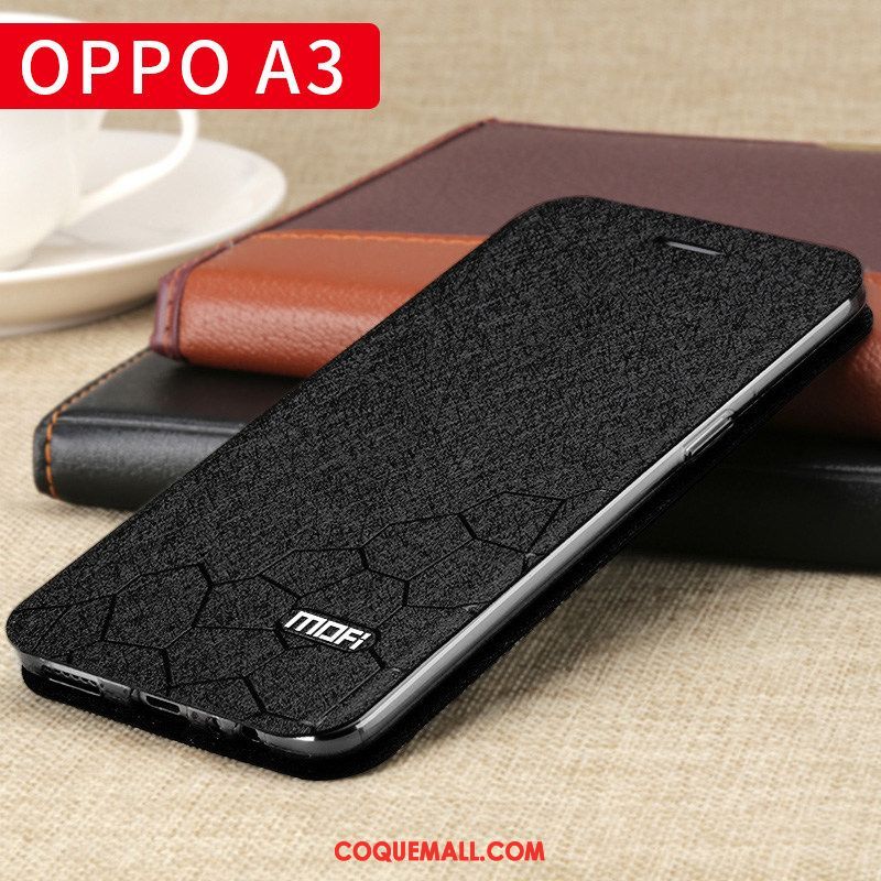 Étui Oppo A3 Tout Compris Clamshell Étui En Cuir, Coque Oppo A3 Fluide Doux Noir