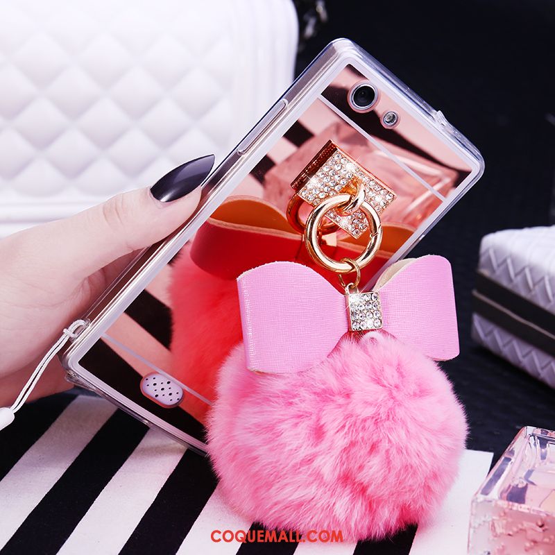 Étui Oppo A31 Miroir Pompon Rose, Coque Oppo A31 Silicone Tout Compris