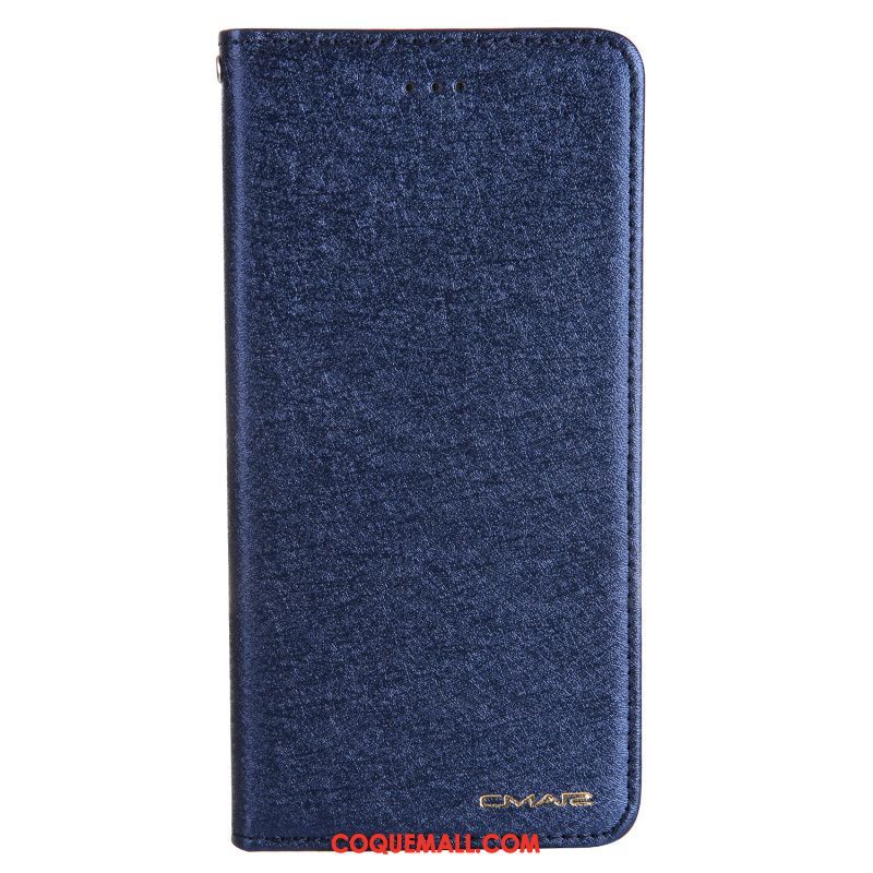 Étui Oppo A3s Bleu Marin Téléphone Portable Étui En Cuir, Coque Oppo A3s Tout Compris Incassable