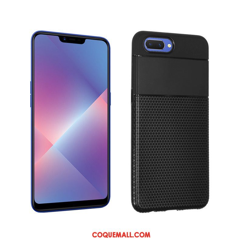 Étui Oppo A3s Bordure Créatif Noir, Coque Oppo A3s Silicone Protection