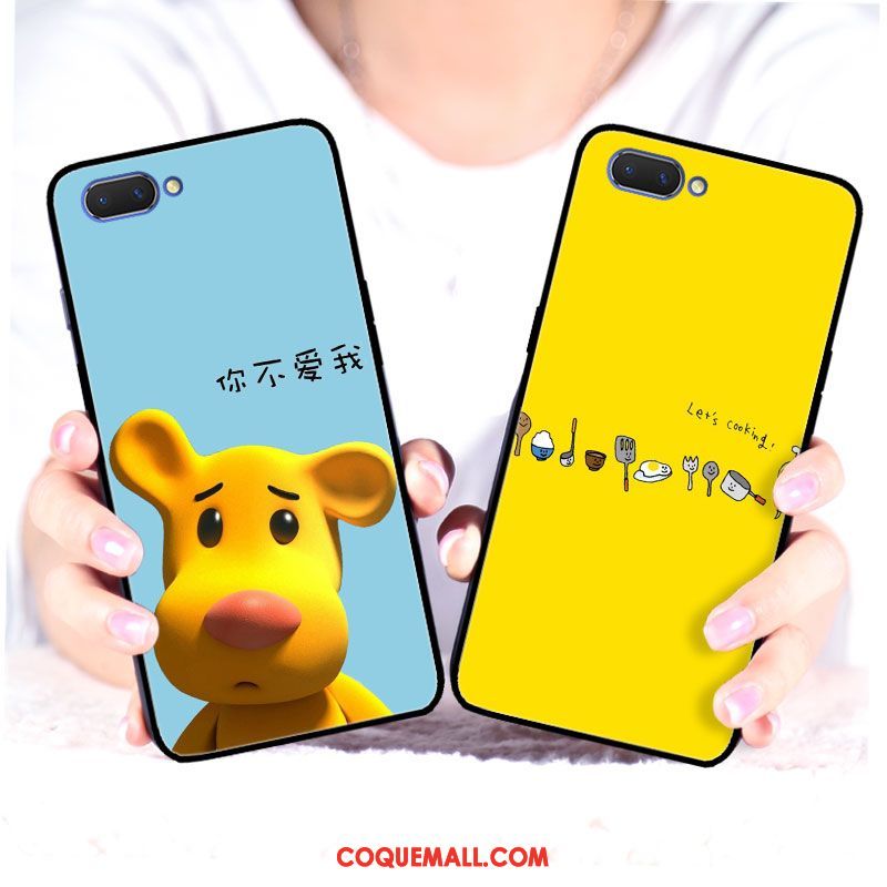 Étui Oppo A3s Chiens Silicone Drôle, Coque Oppo A3s Jaune Personnalité