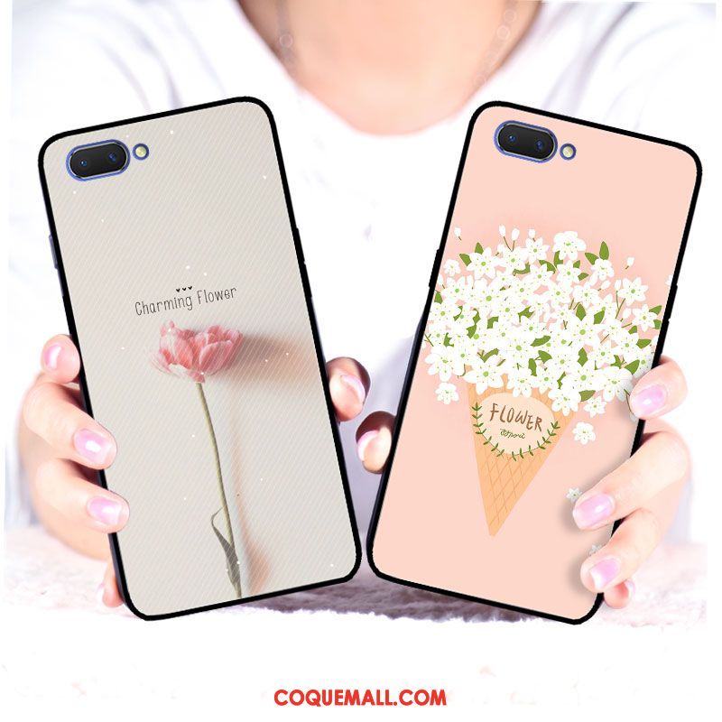 Étui Oppo A3s Floral Téléphone Portable Fleur, Coque Oppo A3s Rose Silicone