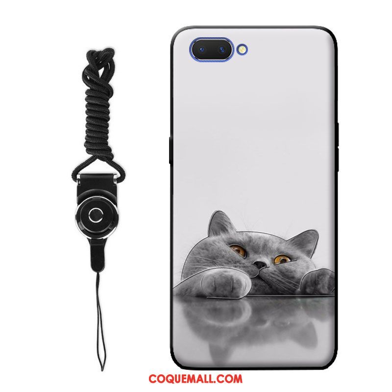 Étui Oppo A3s Fluide Doux Tout Compris Protection, Coque Oppo A3s Chat Gris