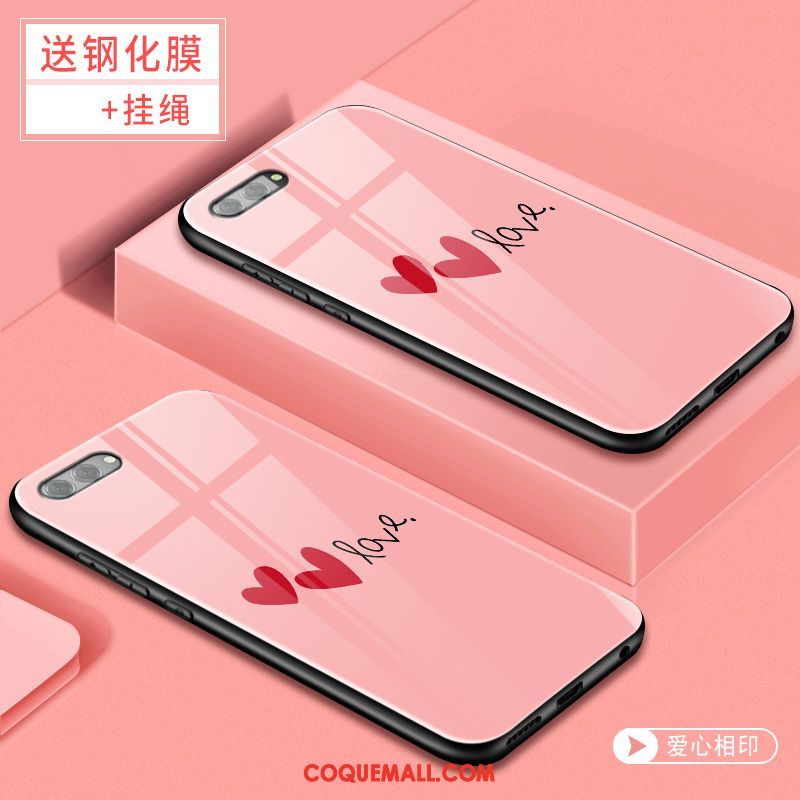 Étui Oppo A3s Verre Dessin Animé Tendance, Coque Oppo A3s Créatif Téléphone Portable