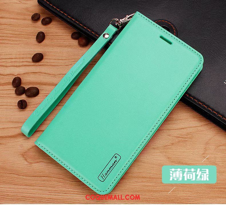 Étui Oppo A3s Étui En Cuir Tout Compris Vert, Coque Oppo A3s Ornements Suspendus Incassable