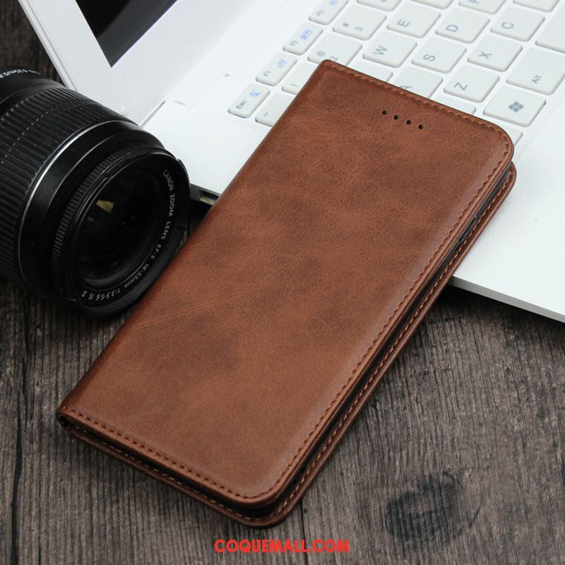 Étui Oppo A5 2020 Cuir Véritable Business Modèle Fleurie, Coque Oppo A5 2020 Tempérer Petit Braun