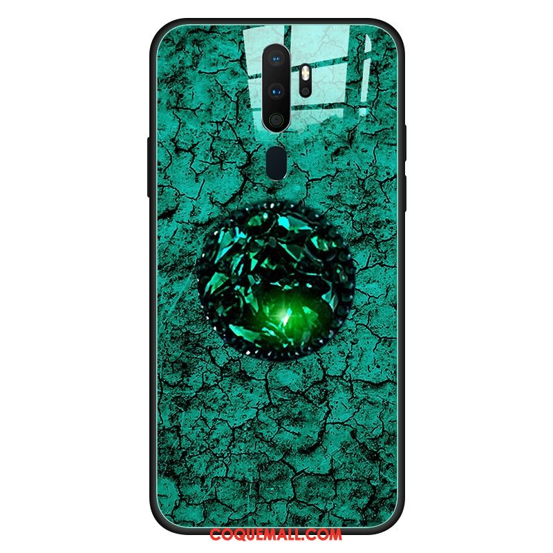 Étui Oppo A5 2020 Modèle Fleurie Pompon Vert, Coque Oppo A5 2020 Verre Téléphone Portable