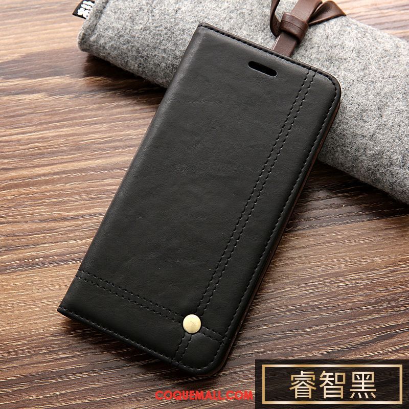 Étui Oppo A5 Cuir Véritable Téléphone Portable Noir, Coque Oppo A5 Étui En Cuir Tout Compris