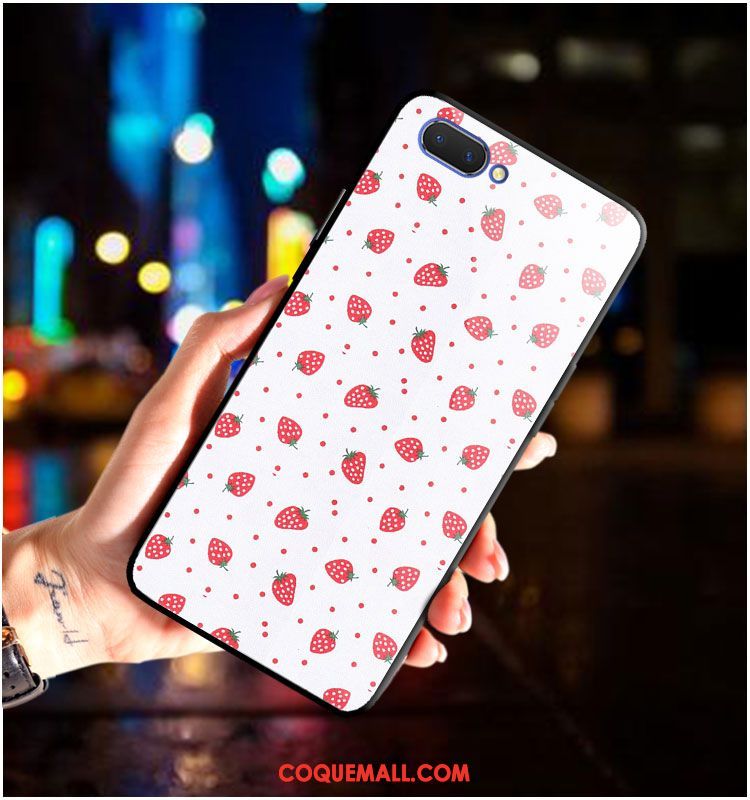 Étui Oppo A5 Fraise Tendance Miroir, Coque Oppo A5 Personnalité Rose