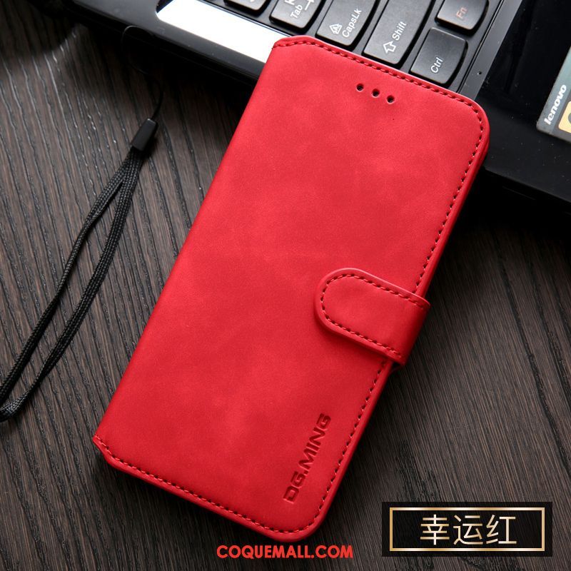 Étui Oppo A5 Incassable Rouge Étui En Cuir, Coque Oppo A5 Cuir Véritable Protection