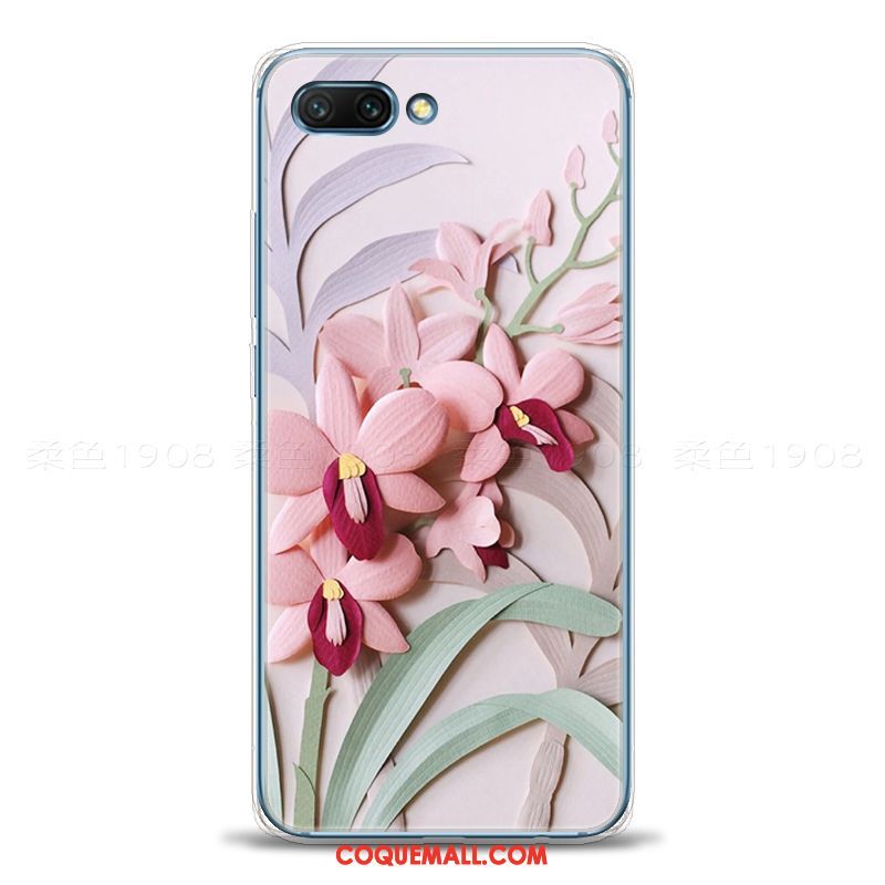 Étui Oppo A5 Silicone Art Fleurs, Coque Oppo A5 Dimensionnel Rose