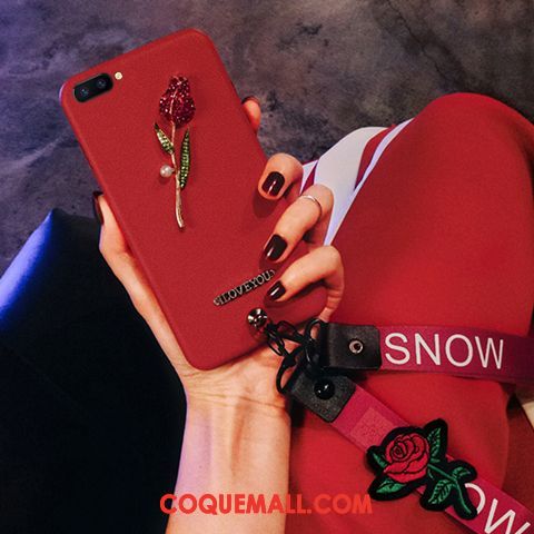 Étui Oppo A5 Silicone Rouge Ornements Suspendus, Coque Oppo A5 Protection Cou Suspendu