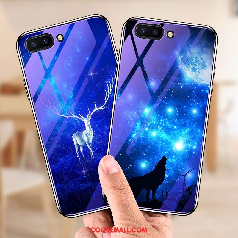 Étui Oppo A5 Tendance Verre Bleu, Coque Oppo A5 Téléphone Portable Amoureux