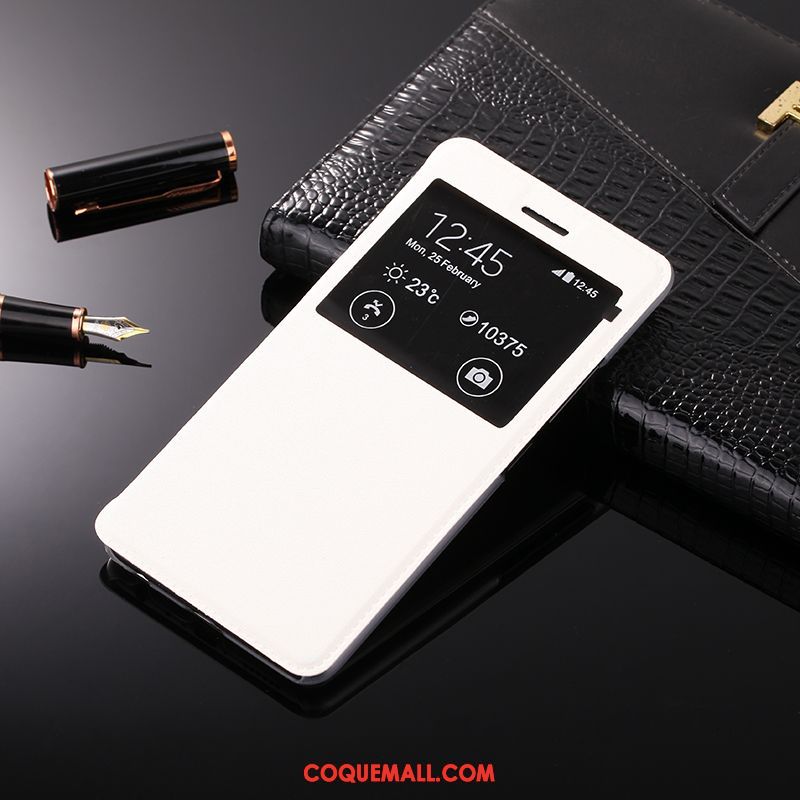 Étui Oppo A73 Clamshell Incassable Blanc, Coque Oppo A73 Ouvrir La Fenêtre Téléphone Portable