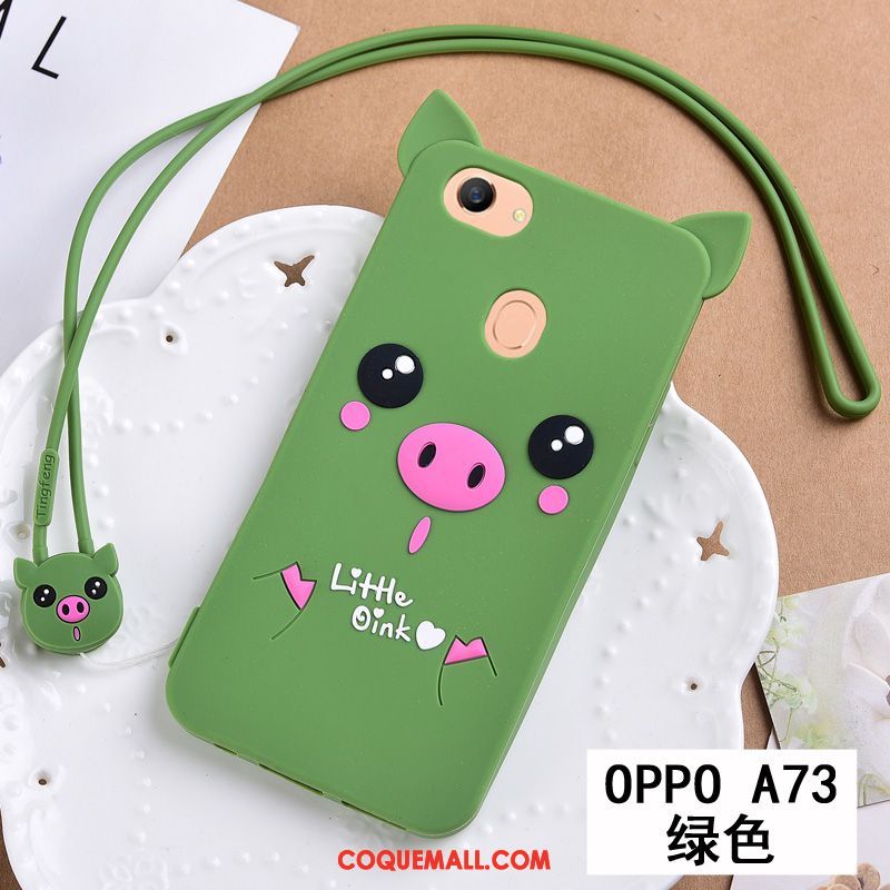 Étui Oppo A73 Fluide Doux Protection Ornements Suspendus, Coque Oppo A73 Incassable Vert