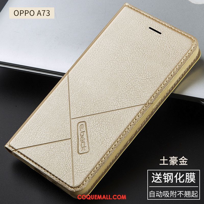 Étui Oppo A73 Or Téléphone Portable Étui En Cuir, Coque Oppo A73 Protection Incassable