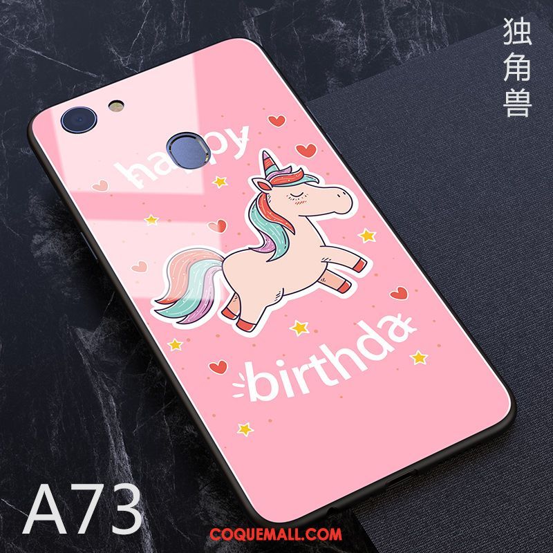 Étui Oppo A73 Téléphone Portable Miroir Protection, Coque Oppo A73 Verre Silicone