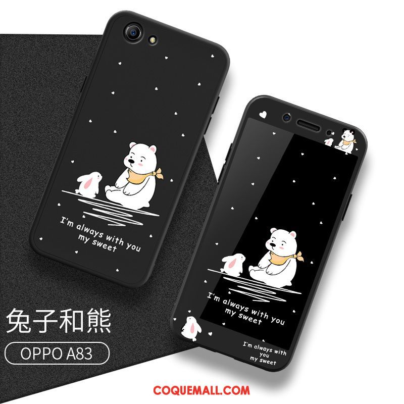 Étui Oppo A83 Tendance Incassable Créatif, Coque Oppo A83 Noir Dessin Animé