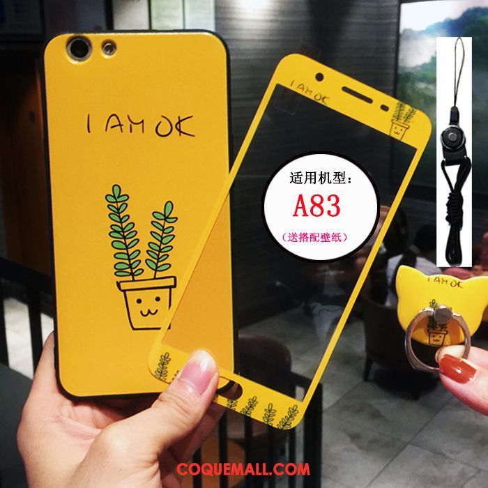 Étui Oppo A83 Téléphone Portable Personnalité Vent, Coque Oppo A83 Marque De Tendance Jaune